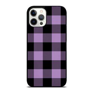 Purple Violet Black Gray Gingham Plaid Rustic Pattern iPhone Case